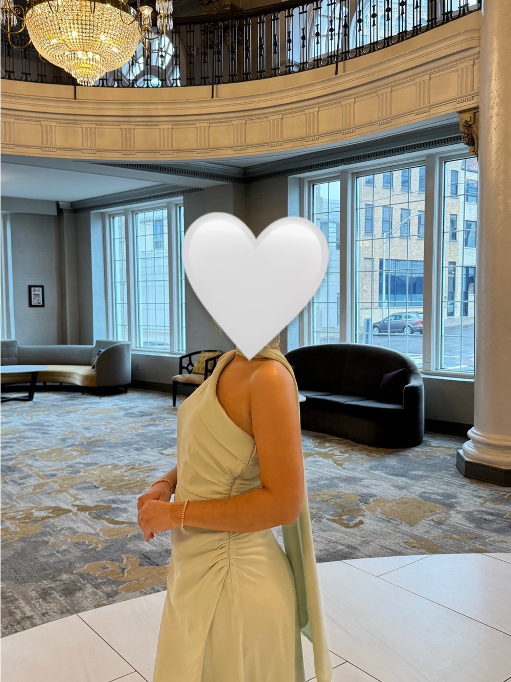 Sage Green SIX STORIES One-Shoulder Satin Evening Dress